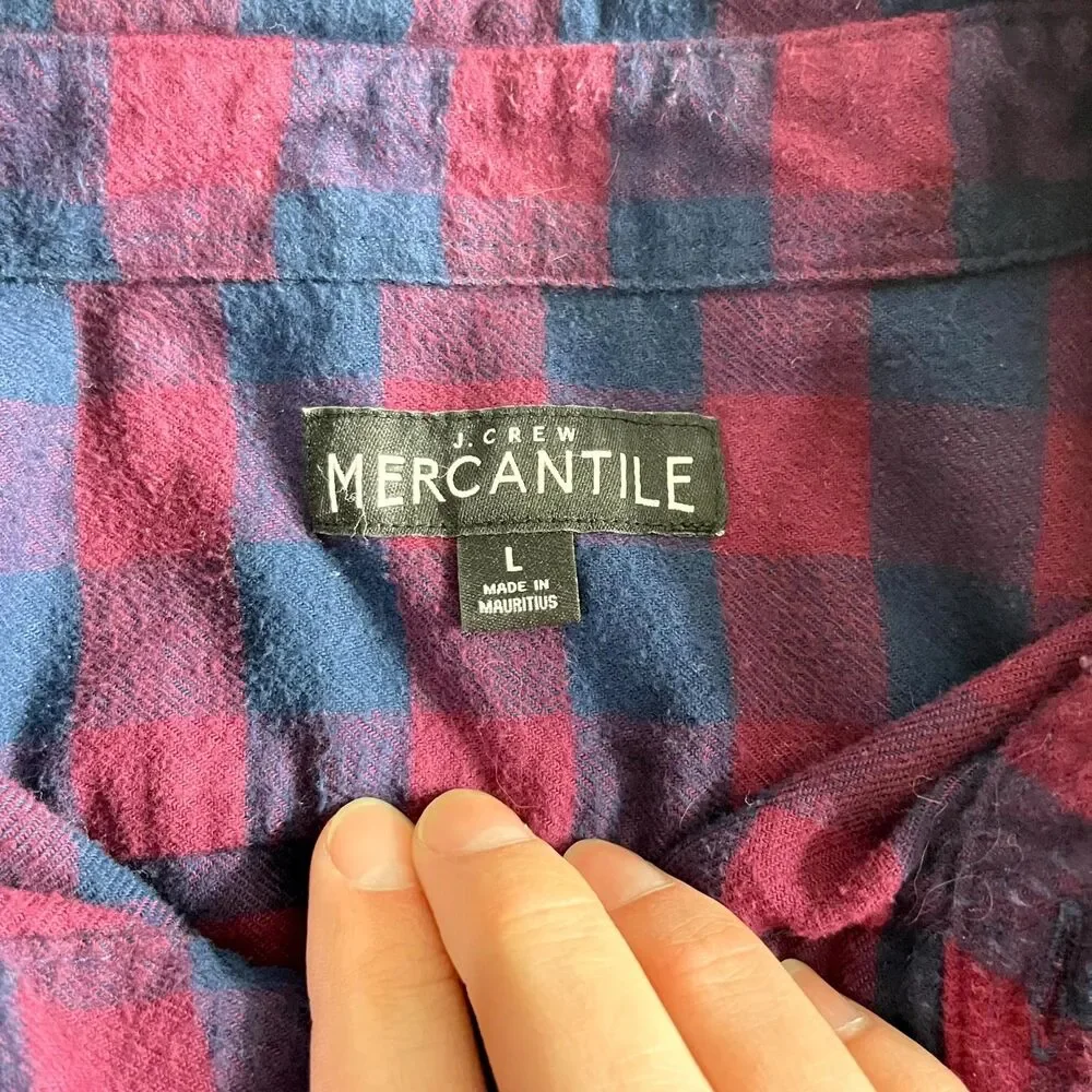 J. Crew Mercantile Plaid Button Up‎ Shirt Size L Mens